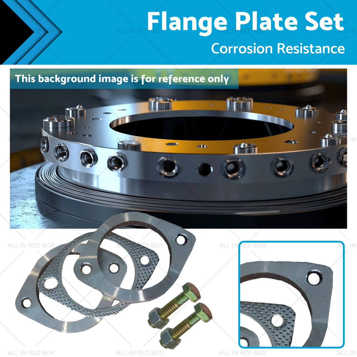2.5" Exhaust Flange Gasket Plate Bolt Nut Kit for Universal (300 63mm)