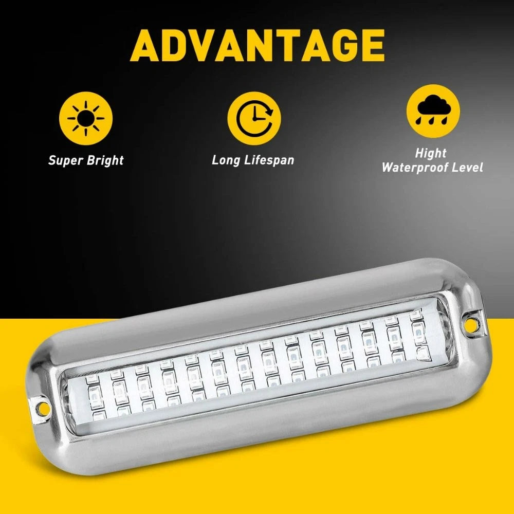 2X LED Green Underwater Transom Light for Pontoon Yacht