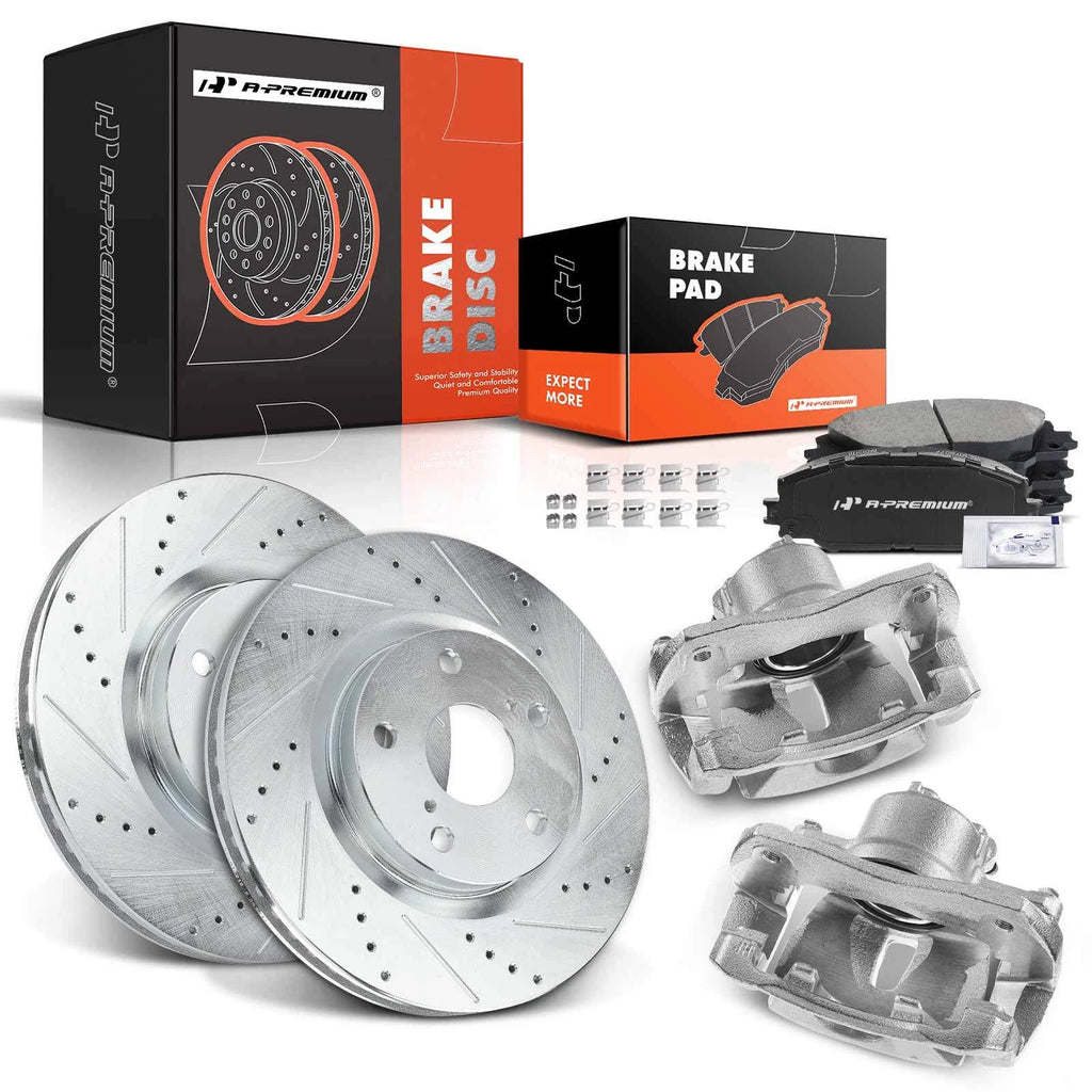 Front Drilled Brake Rotors Pads & Calipers for Toyota RAV4 Matrix (2019â2019)