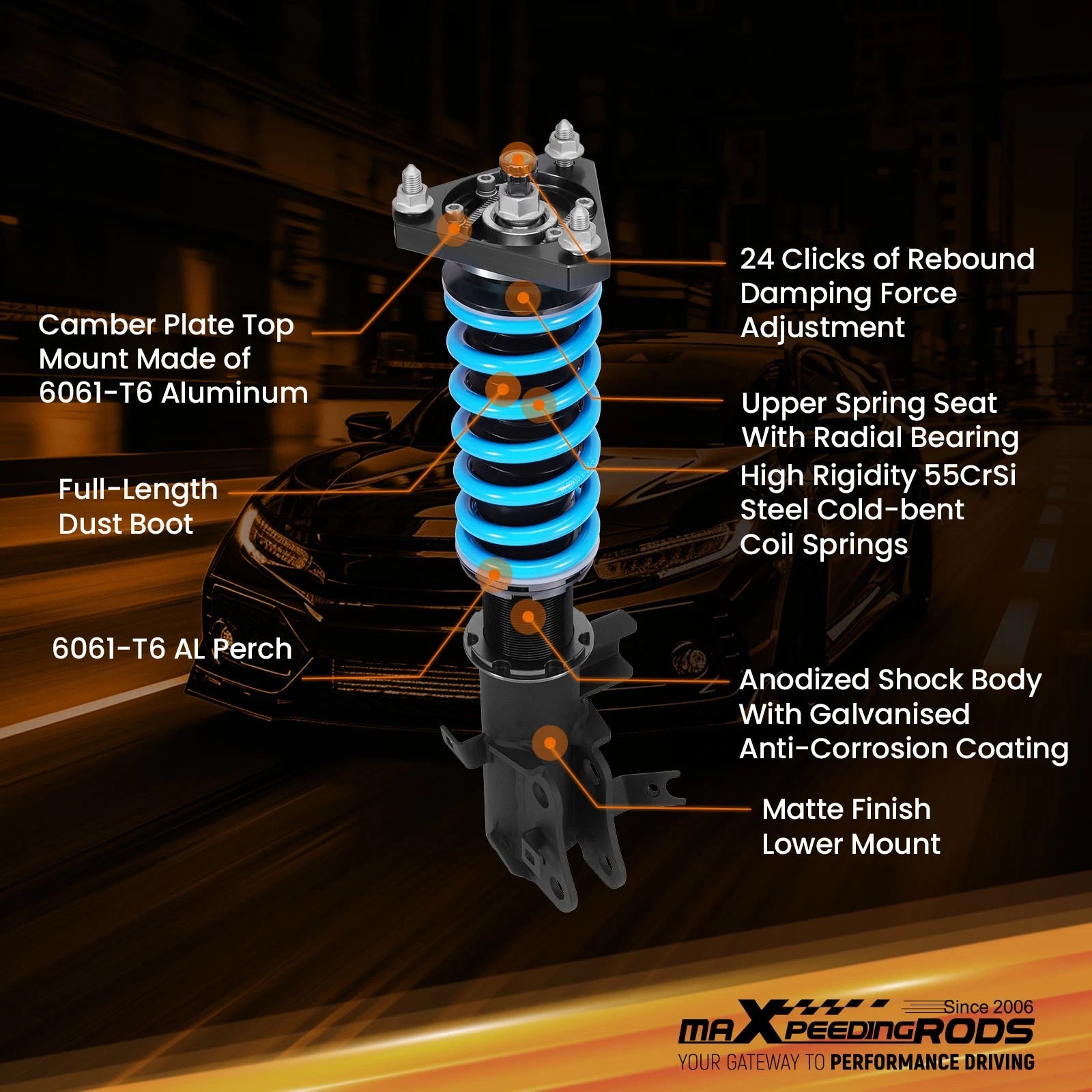 Coilovers Suspension Kit for Honda Civic & Si (2012-2015)
