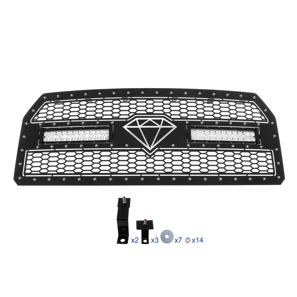 LED Grille for Ford F-150 (2015-2017) Black Stainless Mesh Rivets