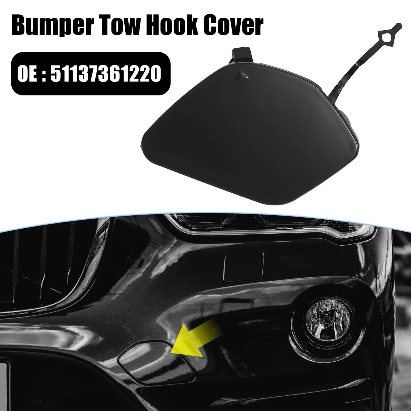 Tow Hook Cap for BMW X1 28i (2016-2019) Bright Black