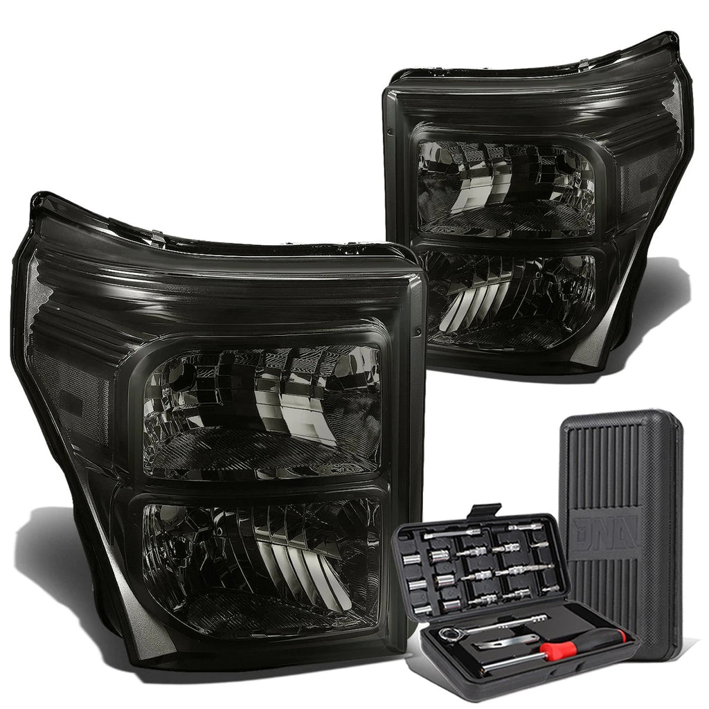 Pair of Smoked/Clear Corner Headlight Lamps for Ford Super Duty (2011–2016)