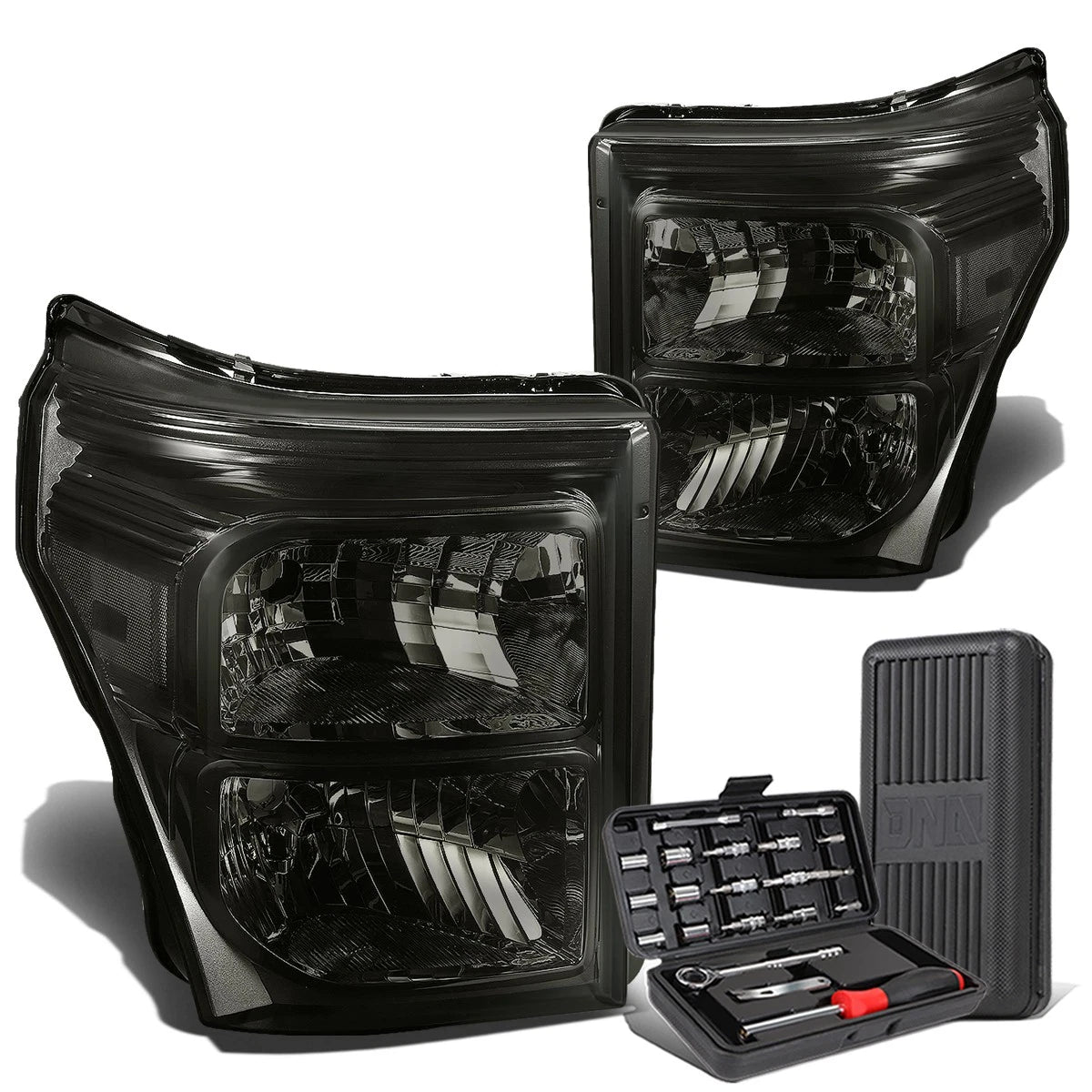Pair of Smoked/Clear Corner Headlight Lamps for Ford Super Duty (2011–2016)