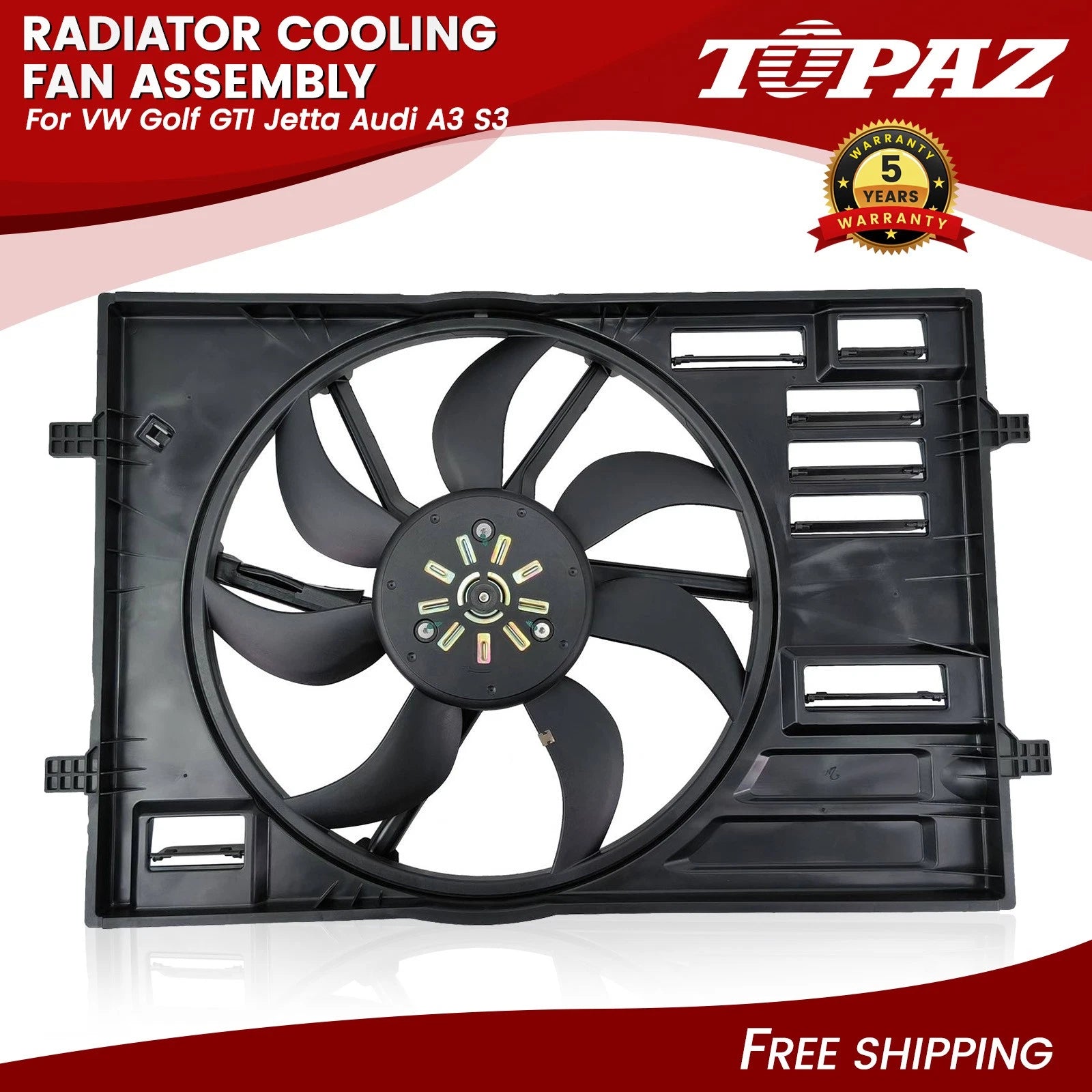 Radiator Cooling Fan Assembly for VW Golf GTI Jetta Audi A3 S3 (2015–2020)