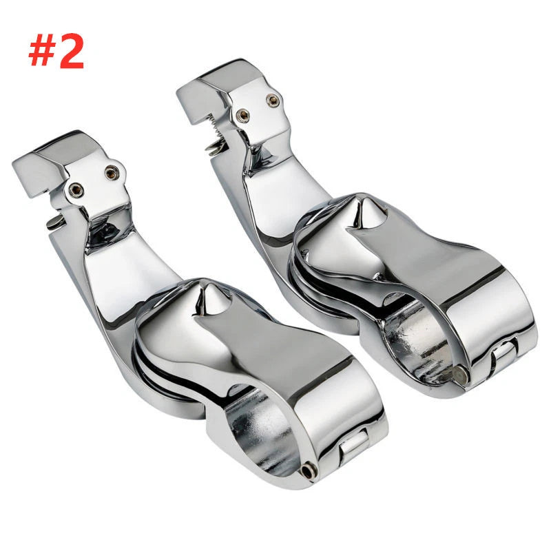 Chrome 1.25" Highway Short Angled Foot Pegs for Harley