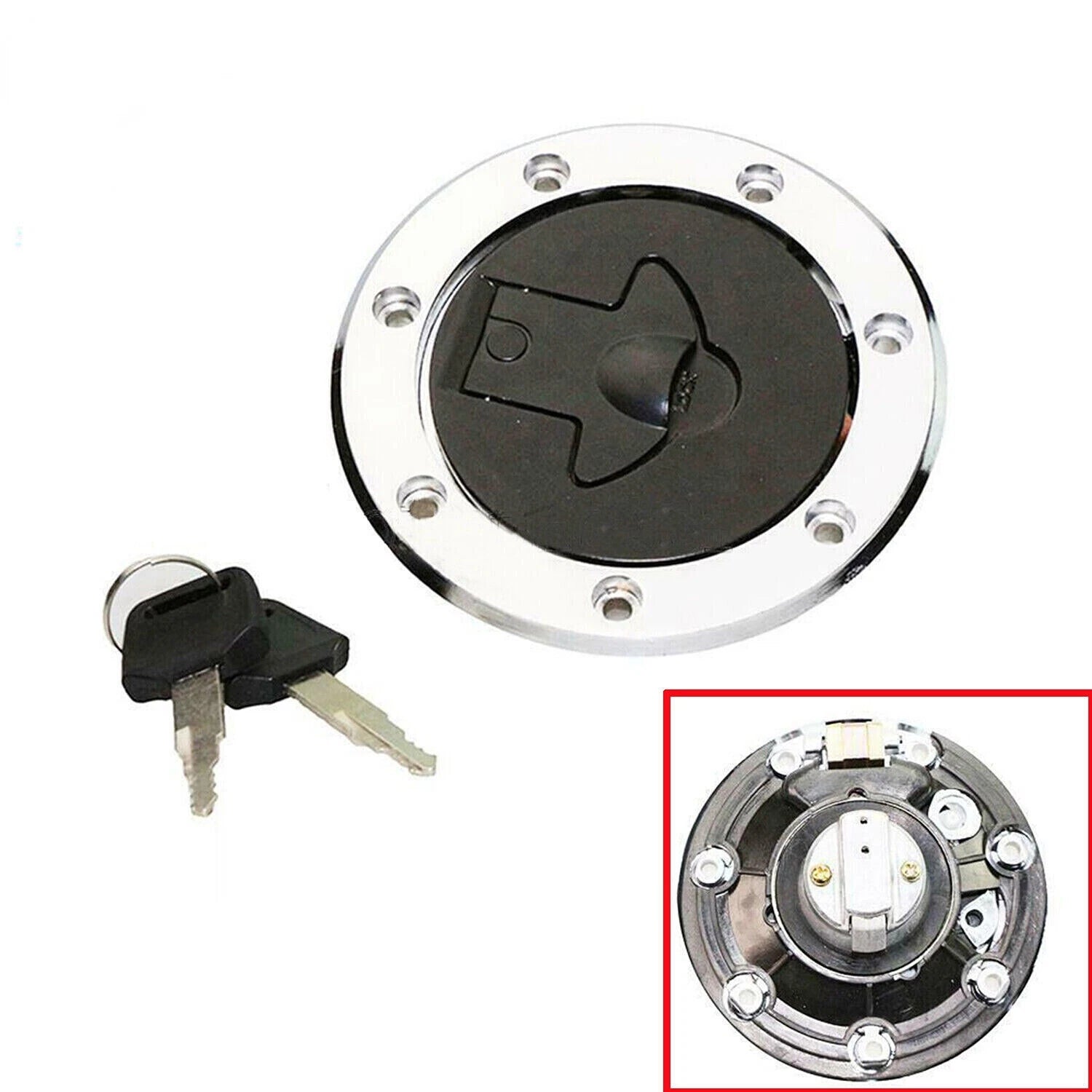 Fuel Gas Tank Cap Cover Lock w/ Keys for Kawasaki Ninja 250 250R EX250 (1988–2007)