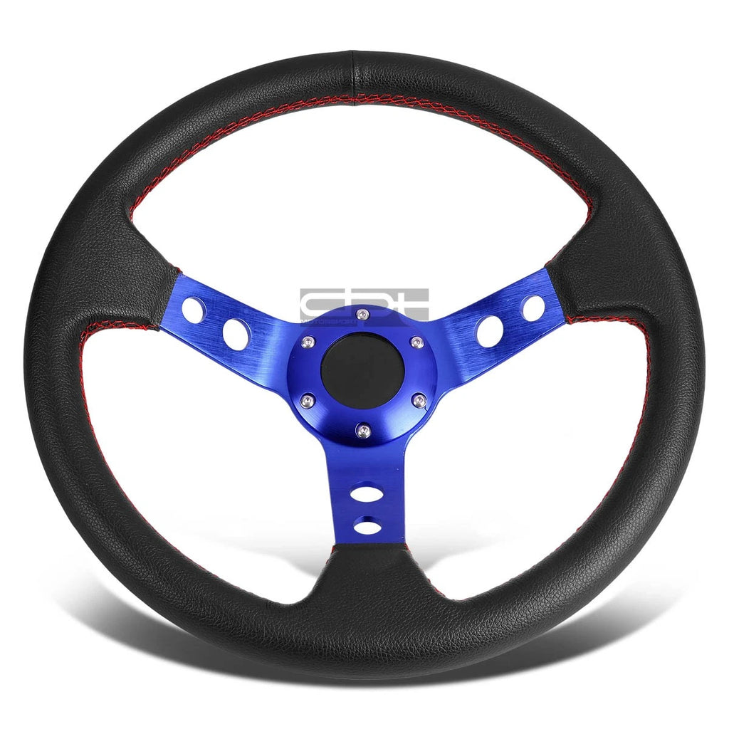 350mm 6-Bolt Deep Dish Drift Racing Steering Wheel for Universal Fit