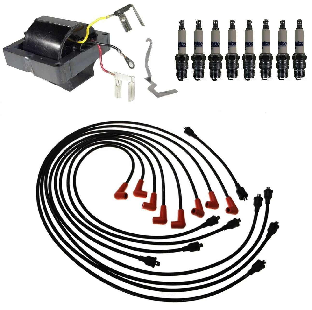 Ignition Wires & Spark Plugs Kit for Chevy K10, C30 & GMC P35, G35 (1 Coil, V8)