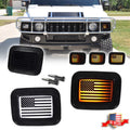 Smoke US Flag Switchback LED Front Bumper DRL Signal Lights for Hummer H2 (2003–2009)