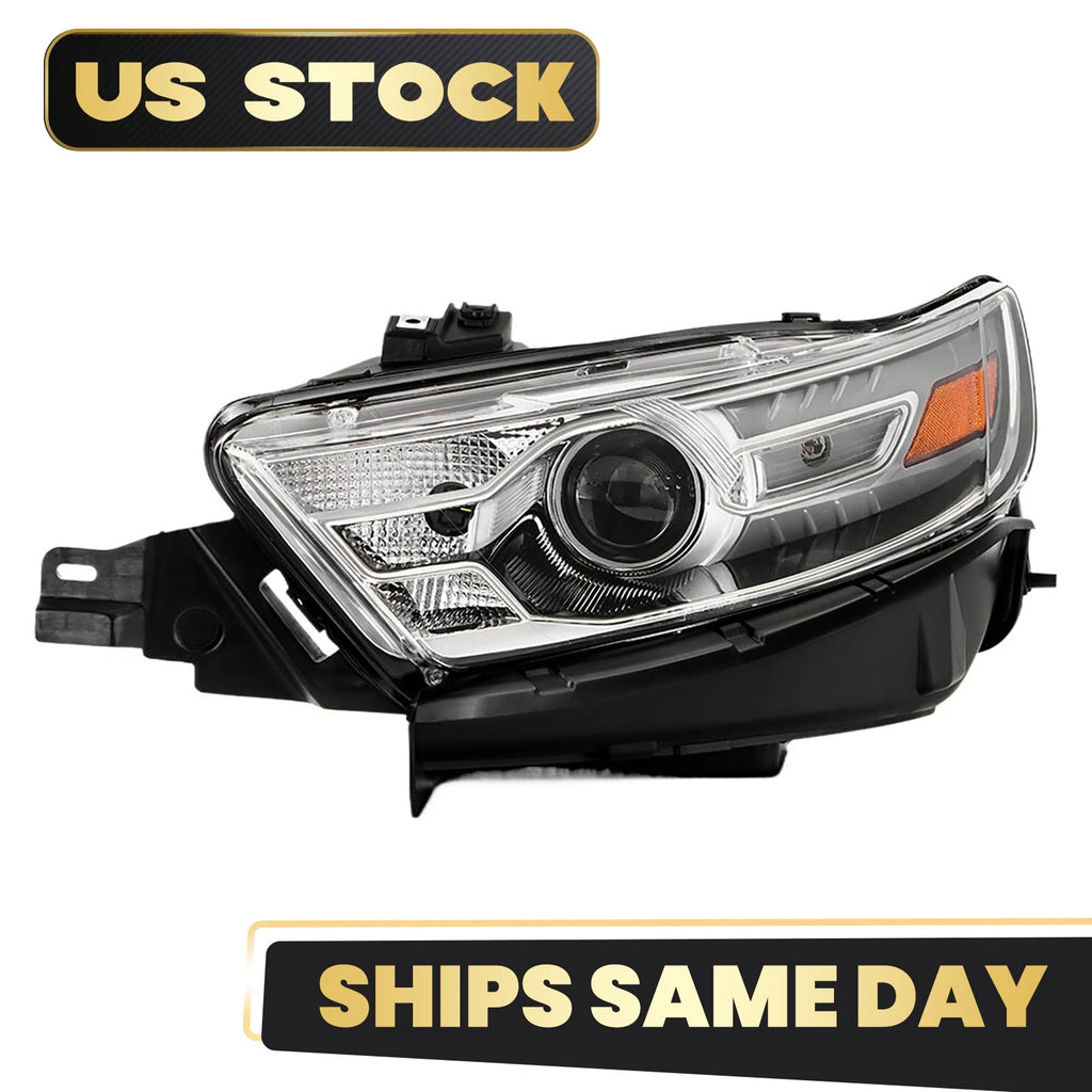 Halogen Headlight for Ford Taurus (2013–2014) Chrome Bezel w/Bulb LH