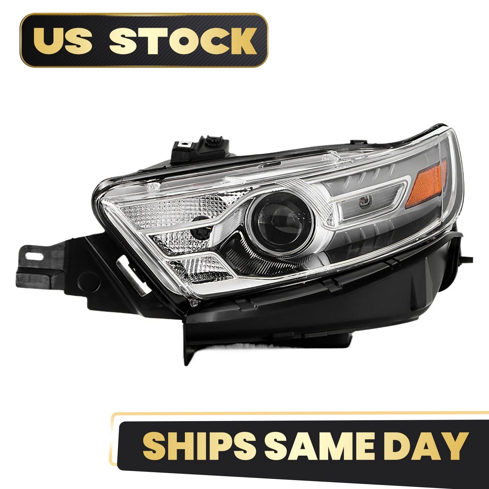 Halogen Headlight for Ford Taurus (2013–2014) Chrome Bezel w/Bulb LH