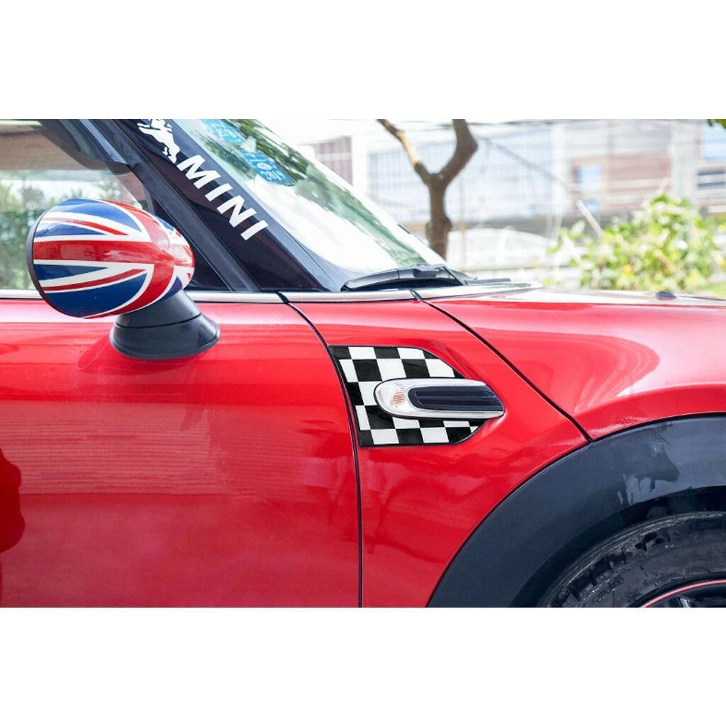 White Black Checkered Fender Side Scuttle Stickers for Mini Cooper (2007-2013)