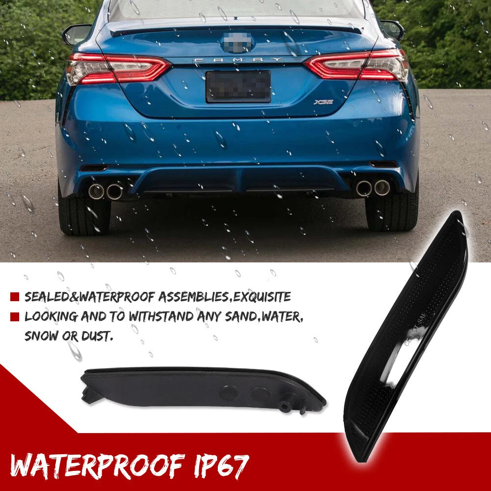 2X Smoked Lens Rear Bumper Reflector Lights for Toyota Camry (2018–2023)