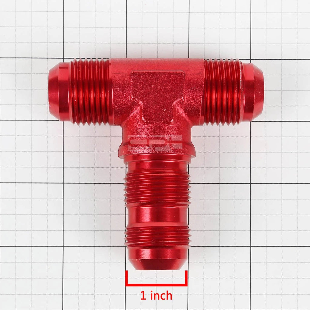 12AN Male to Female Bulkhead Flare Tee Fitting for Fuel/Oil (Red Anodized)