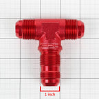 12AN Male to Female Bulkhead Flare Tee Fitting for Fuel/Oil (Red Anodized)
