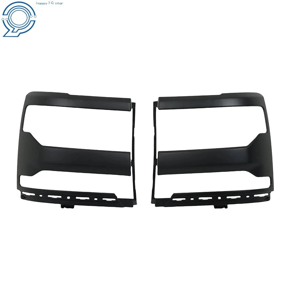 Pair of Black Headlight Trim Bezels for Chevy Silverado 1500 (2016–2018)