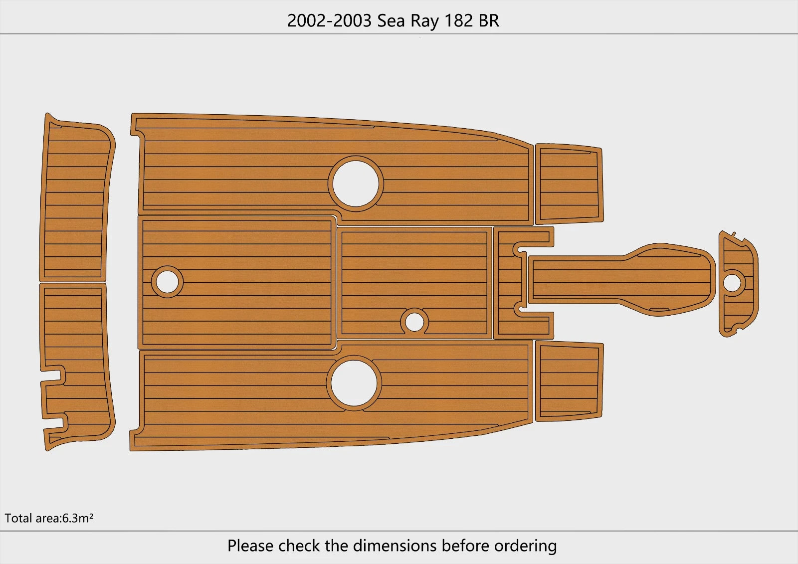 EVA Foam Teak Deck Flooring Mat for Sea Ray 182 BR (2002)
