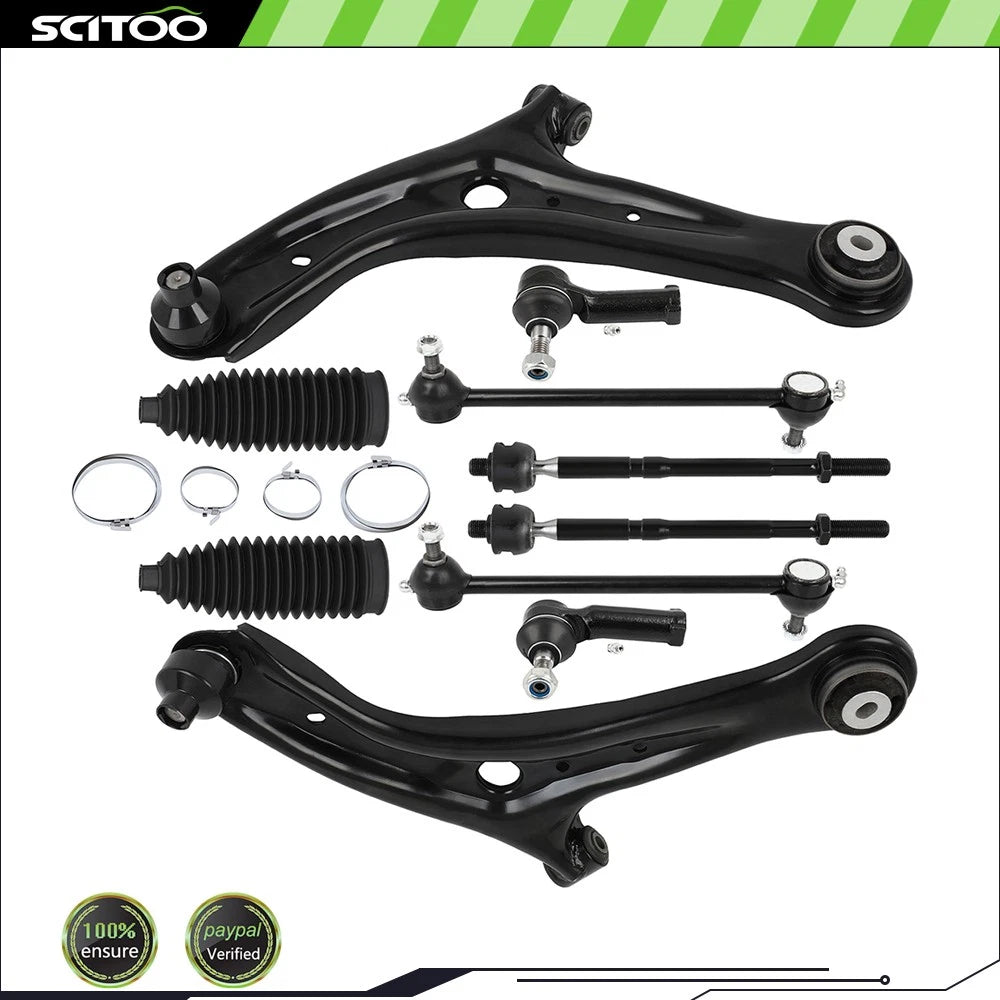 10X Front Lower Control Arm with Ball Joints Tie Rod End Sway Bar for Ford Fiesta