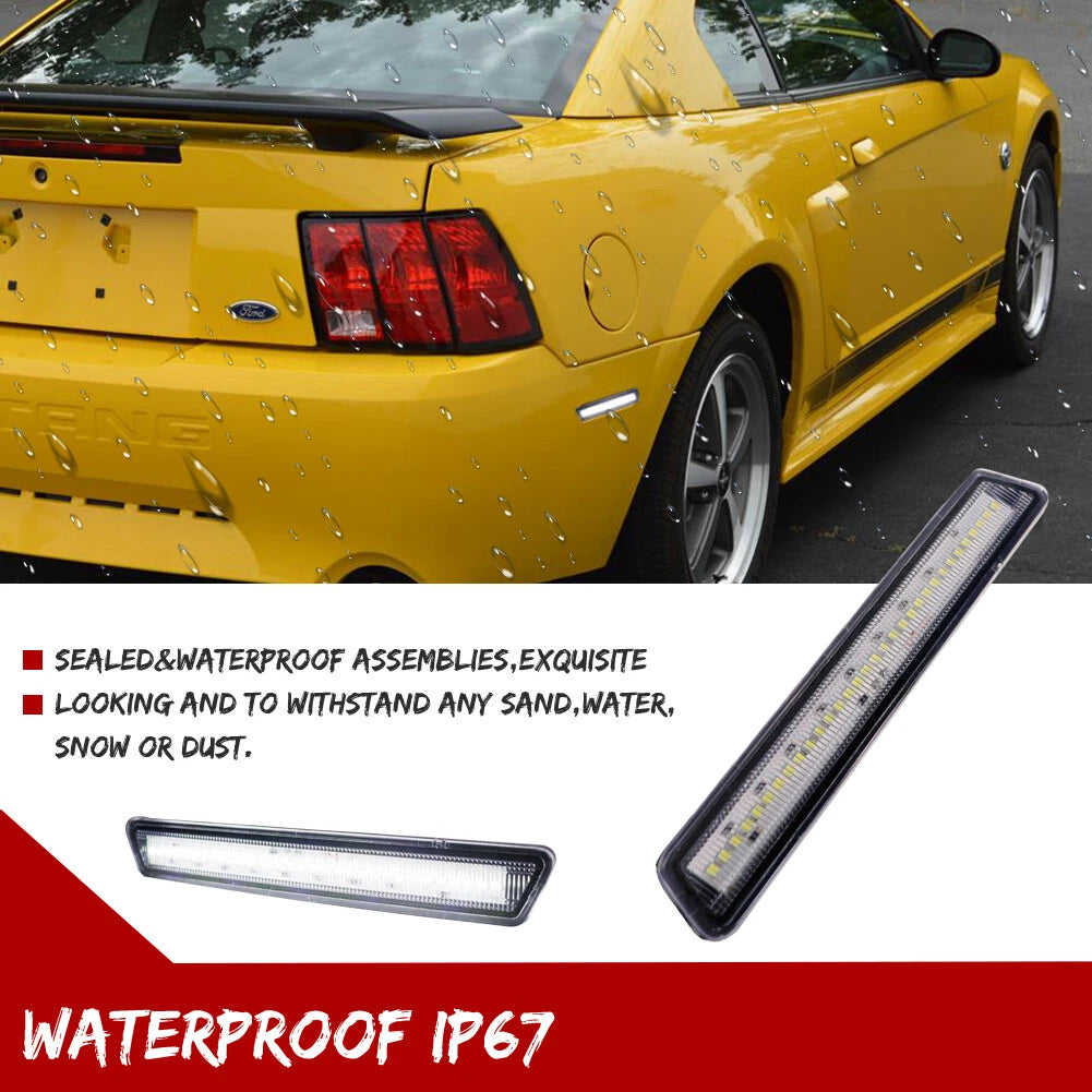 Clear Lens White Rear Bumper Side Marker Lamps for Ford Mustang (1999–2004)