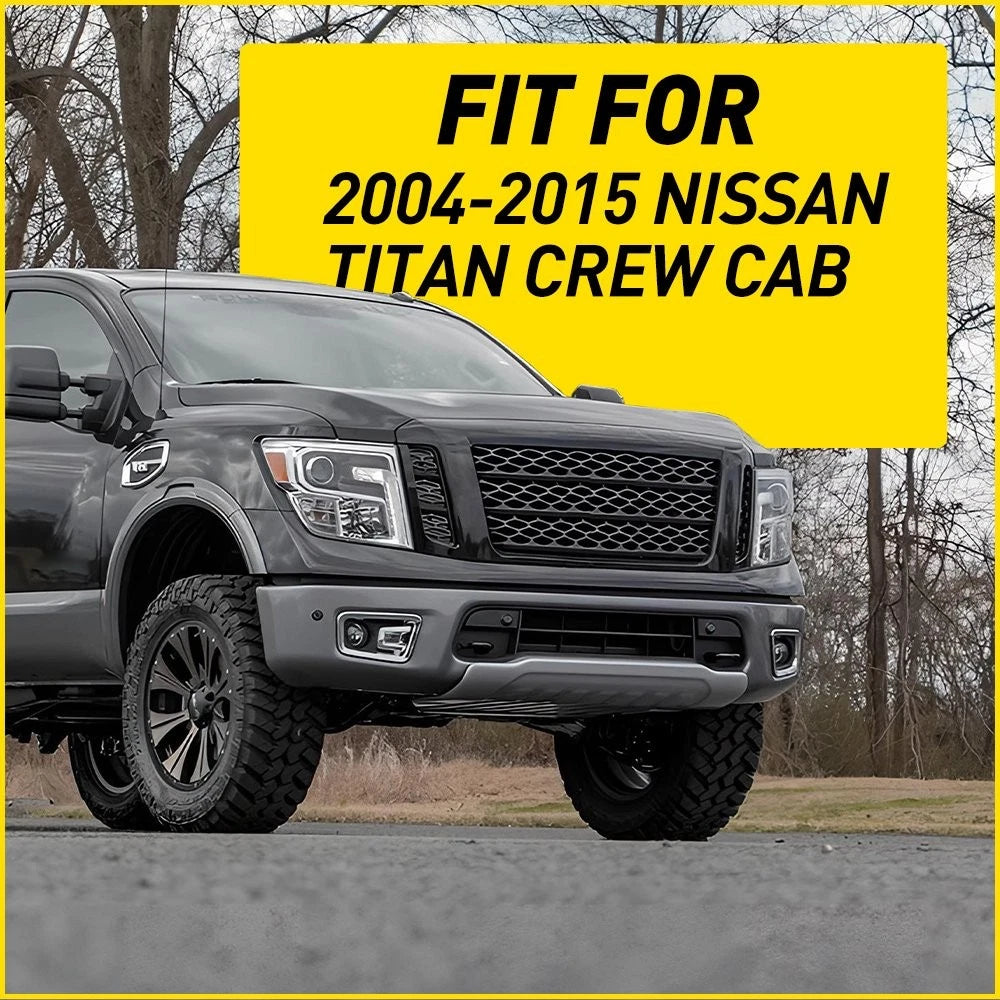 Set of 6 Black Pillar Posts for Nissan Titan Crew Cab (2004–2015)