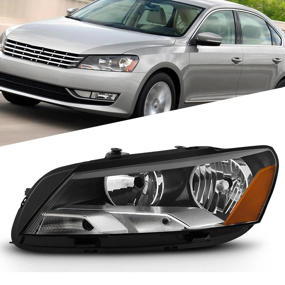 Halogen Headlight for Volkswagen Passat (2012–2015) Left Side Black