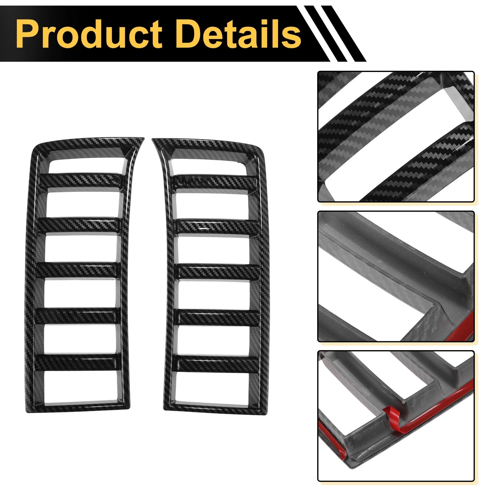 Fog Light Cover Trim Set for Toyota Tundra (2022–2025) Carbon Fiber Black