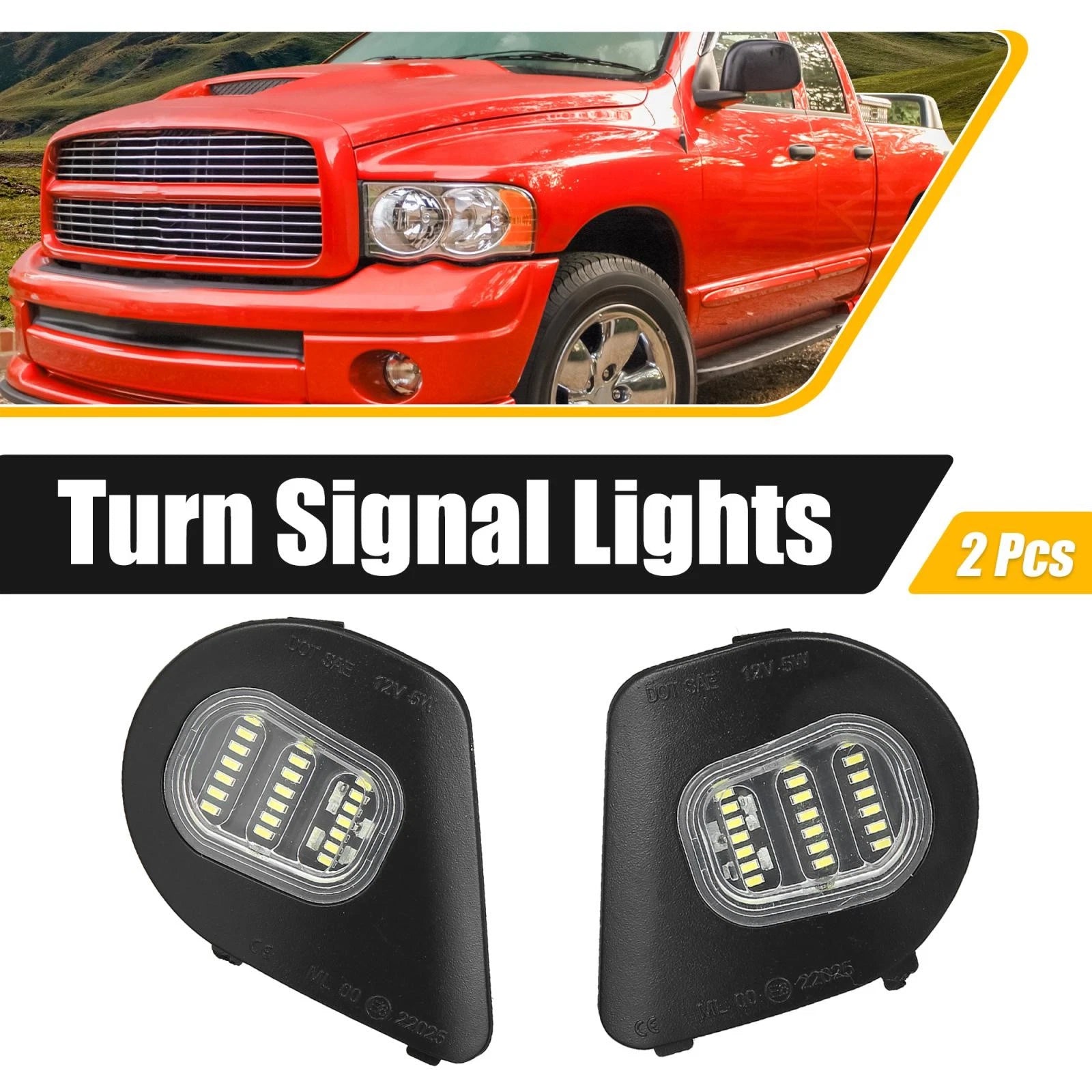 2X Turn Signal Light for Dodge 1500 2500 3500 4500 5500 (68087238AA, 68302824AA)