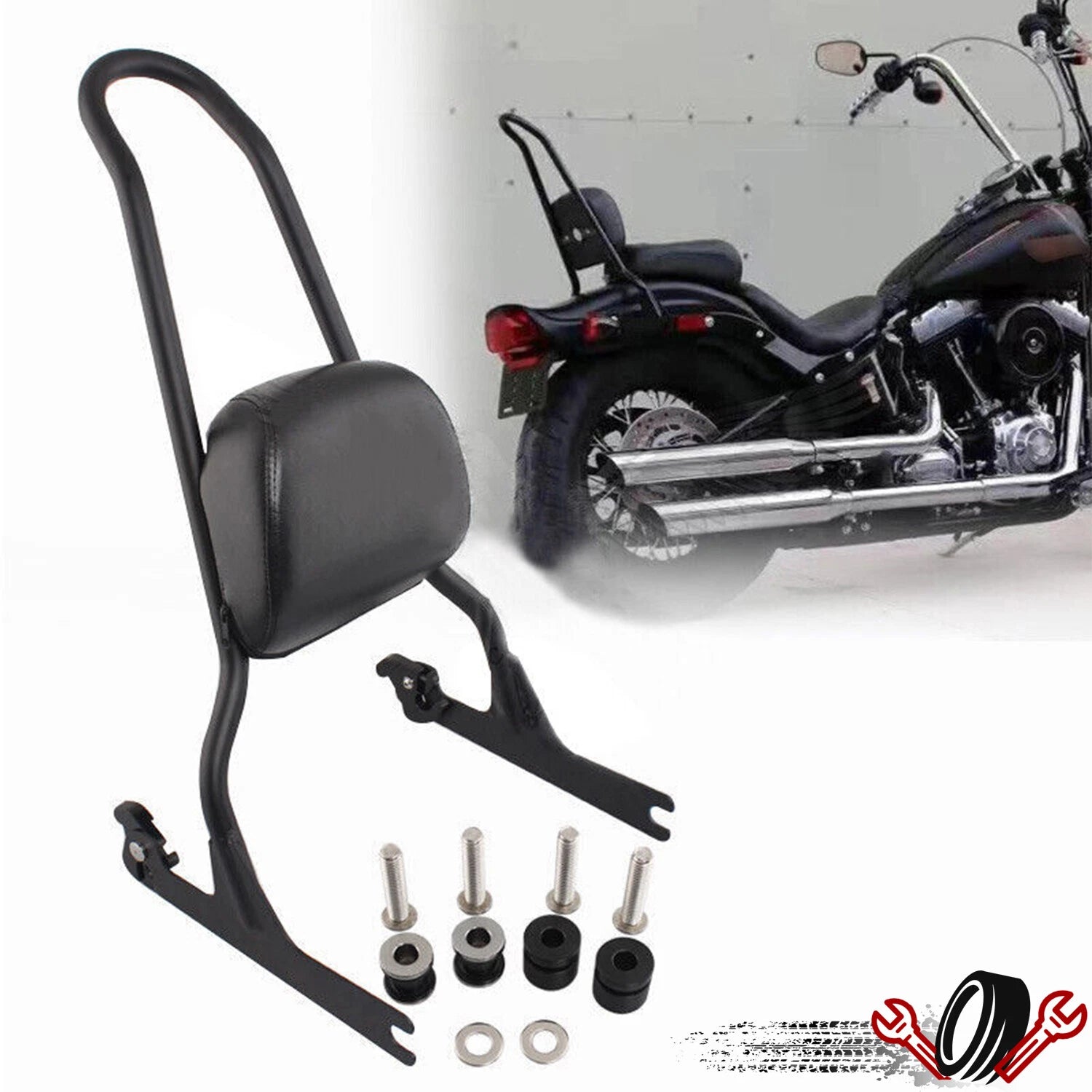 Detachable Backrest Sissy Bar for Harley Fatboy Softail (2006–2017)