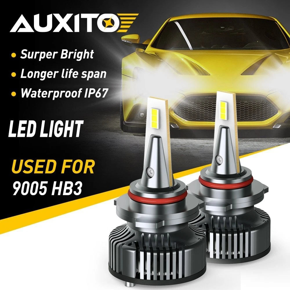 2X AUXITO 9005 HB3 LED Headlight Bulbs Kit for High Beam (6500K, 16000LM)