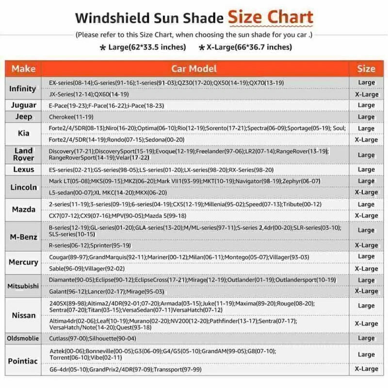 Folding Sun Shade Block Cover for Car Front Windshield Visor (All Years)
