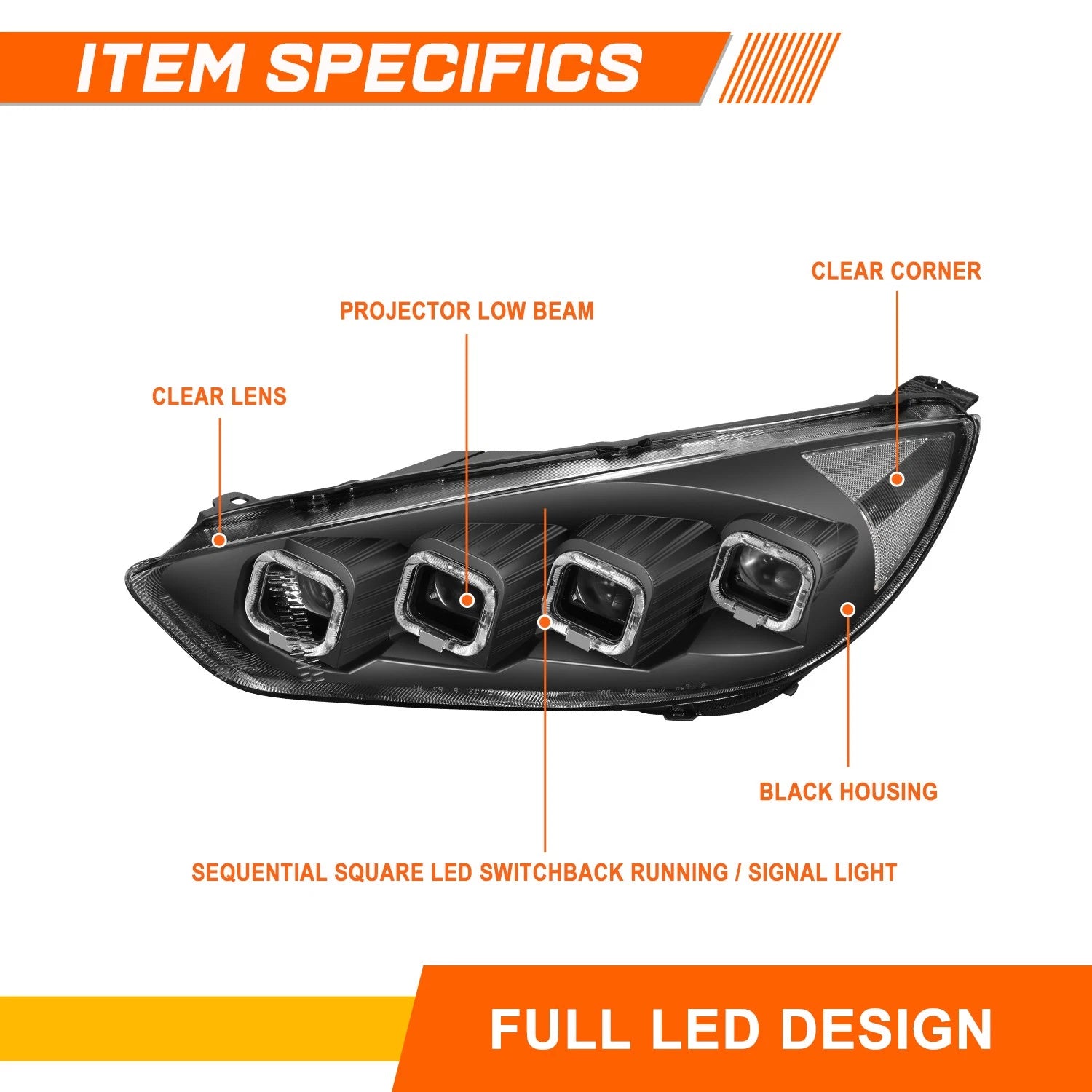 LED DRL Strip Headlights for Ford F150 (2004–2008) Black Housing Clear Corner