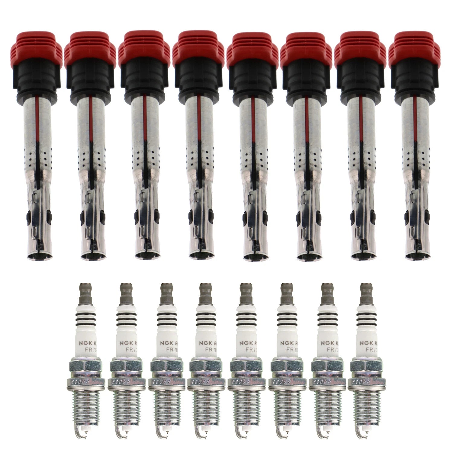 Set of 8 Ignition Coils & NGK Ruthenium HX Spark Plugs for Audi R8 RS5 RS6 (2007–2023)