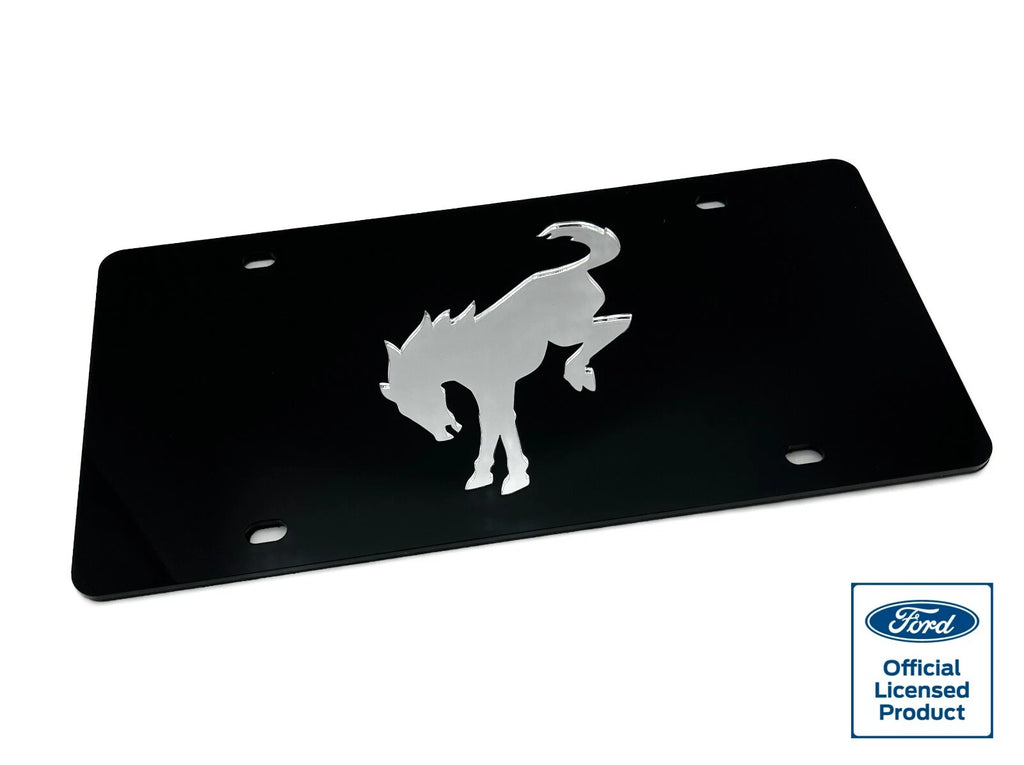 Acrylic Premium License Plate for Ford Bronco Black Mirrored Emblem (2021–2024)