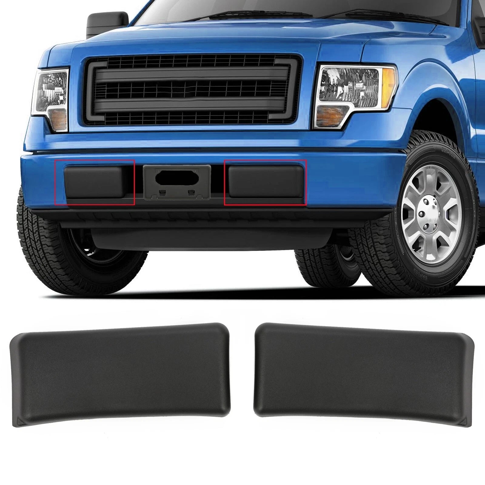 2X Front Bumper Guards Pads End Caps Cover Trim for Ford F150 (2009–2014)