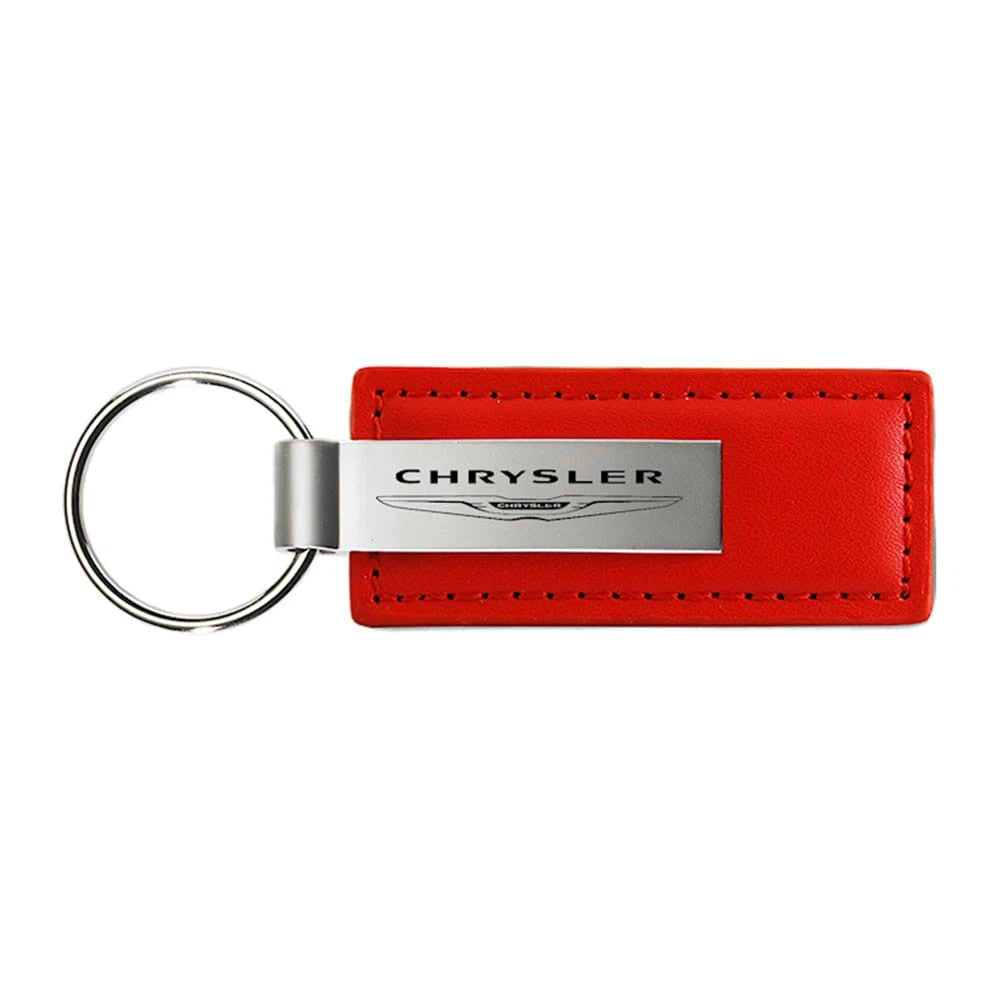 Red Leather Keychain KC1542.CHR - Officially Licensed for Chrysler