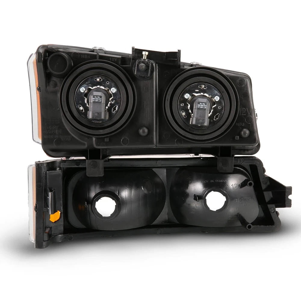Crystal Headlight Assembly Black Clear Lens Pair for 2003–2006 Chevrolet Silverado 1500
