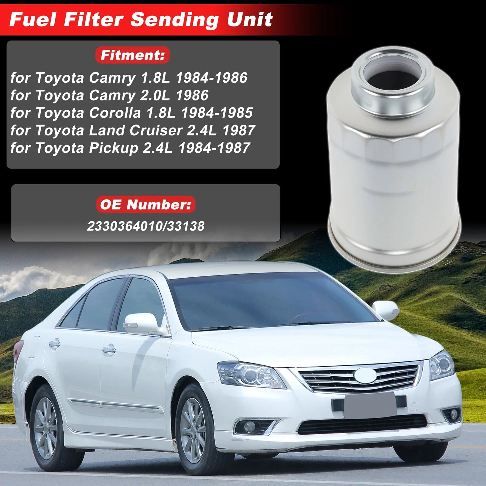 Fuel Filter Assembly for Toyota Camry 1.8L (1984–1986) No. 2330364010/33138