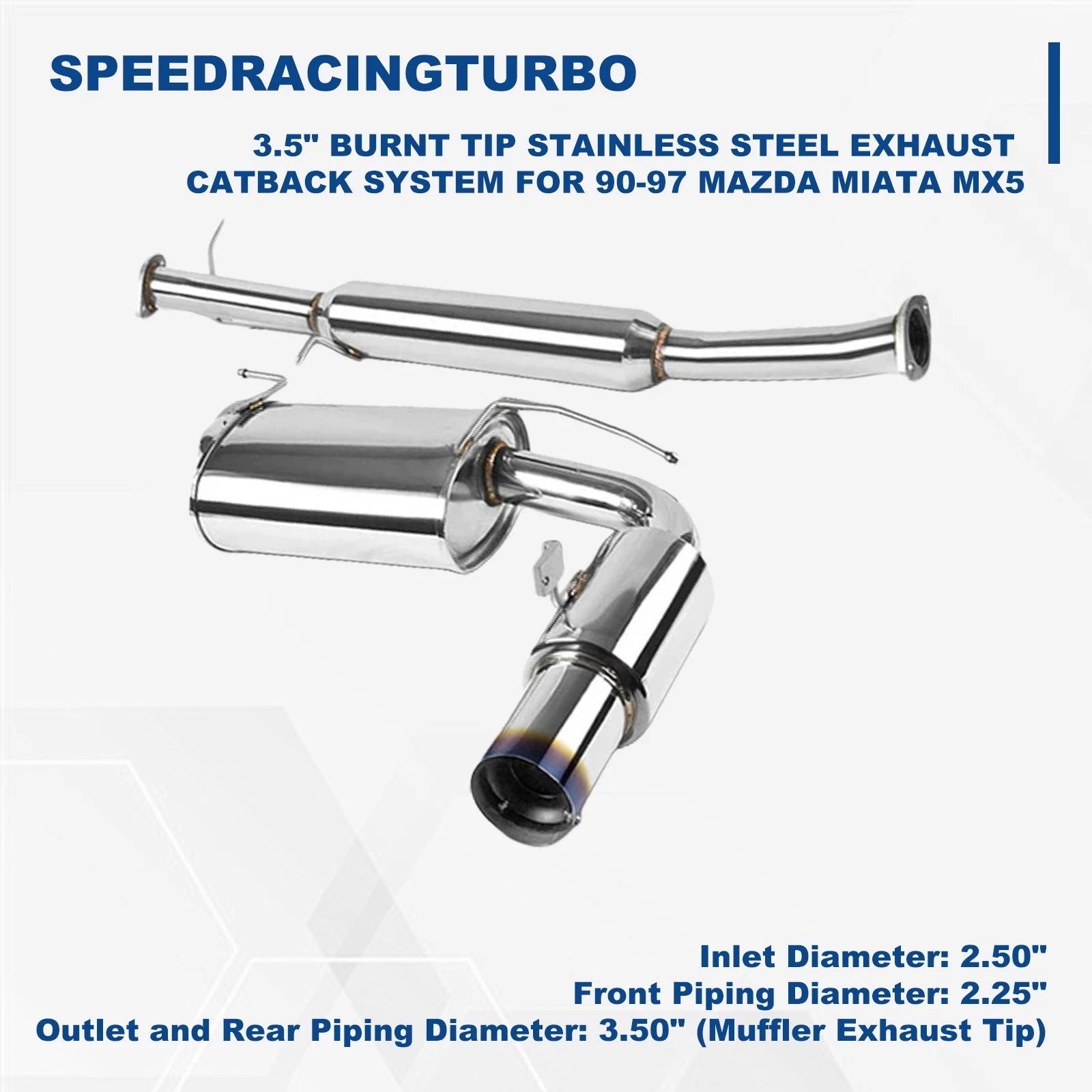 3.5" Burnt Tip Stainless Steel Exhaust Catback System for Mazda Miata MX5 (1990–1997)