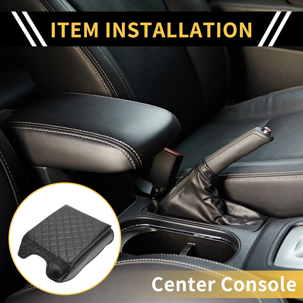 Console Lid Armrest Cover for Ford (Microfiber Leather, Carbon Fiber)