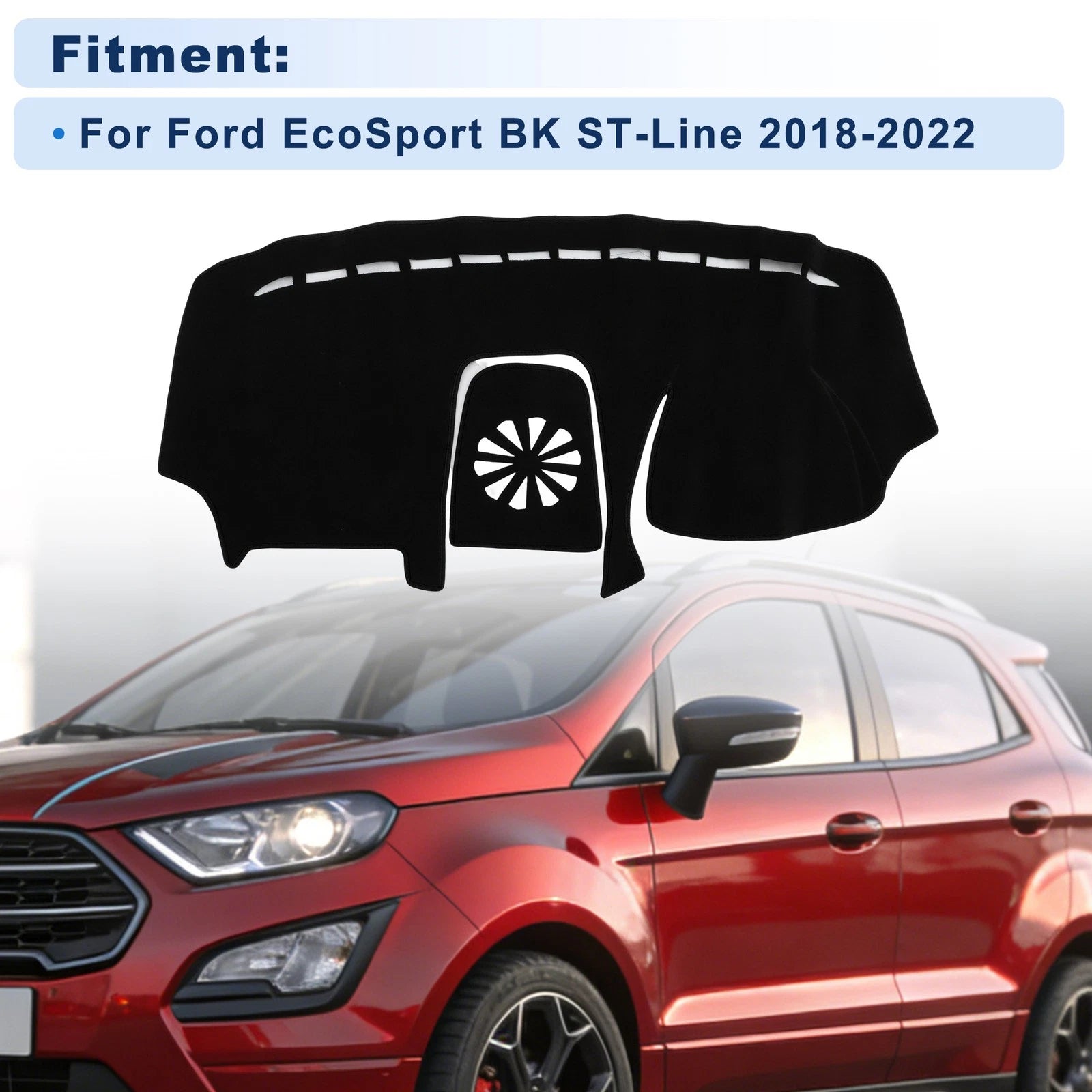 Dash Cover for Ford EcoSport (2018–2022) Polyester Black Set of 1