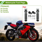 Motorcycle Foot Pegs for Honda, Suzuki, Yamaha - Titanium Tone