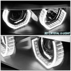 Pair of Dual LED U Halo Projector Headlights for BMW E90 3-Series (2006–2008)