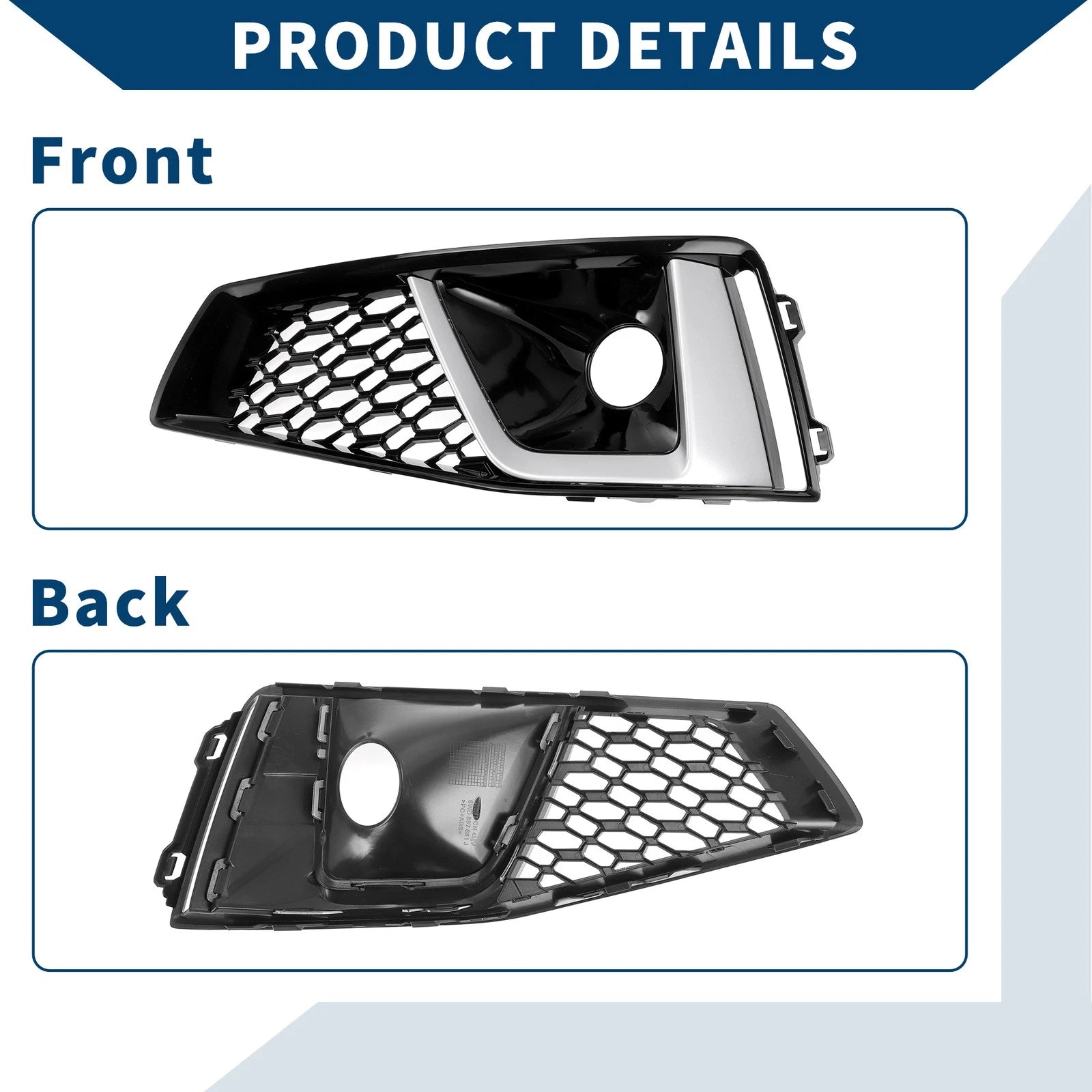 1 Pair Front Fog Light Grill for Audi A6 C7 (2012–2015) No.8WD807681J