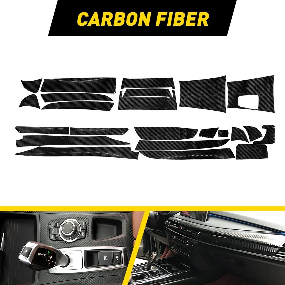 Interior Decor Trim Stickers for BMW X5 X6 (2008–2014) Carbon Fiber