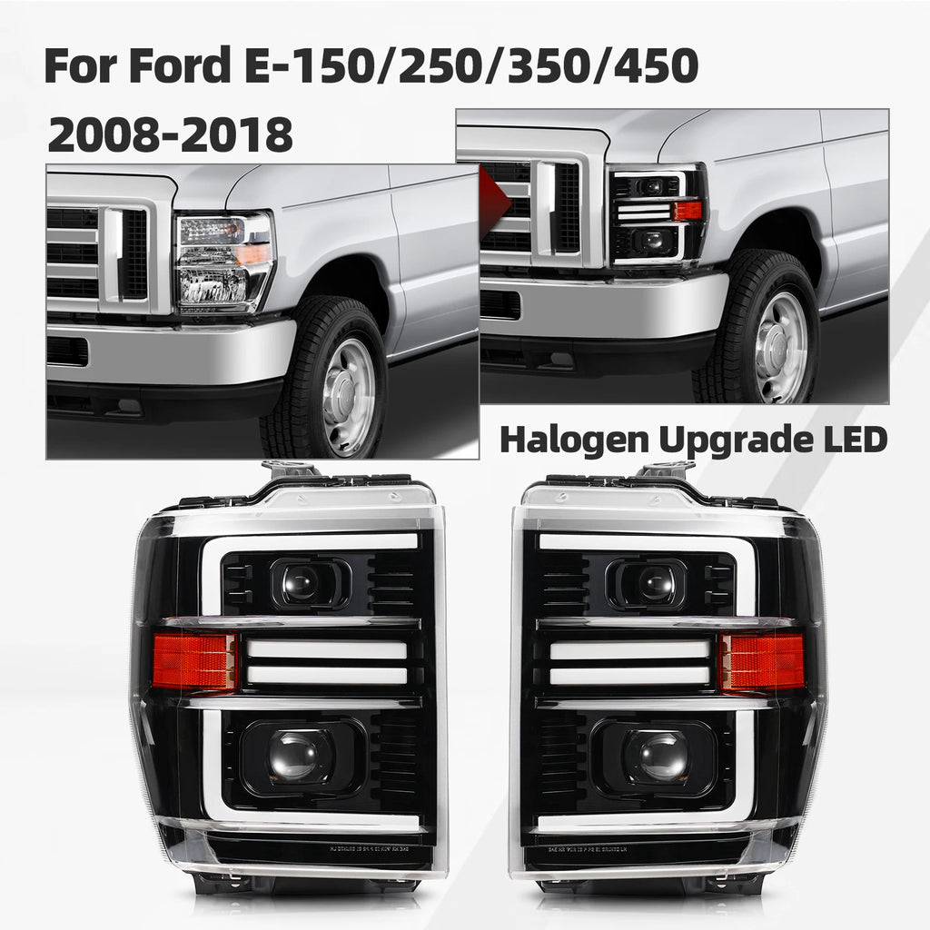 LED Headlight Upgrade for Ford E-150 E-250 E-350 (2008–2026) Projector Pair