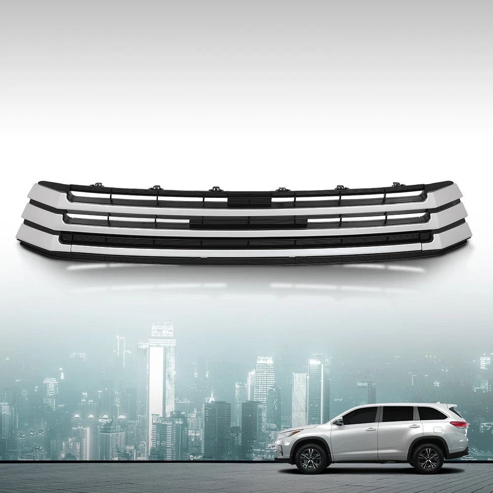 Front Bumper Lower Grille for Toyota Highlander (2017–2019) Black & Chrome