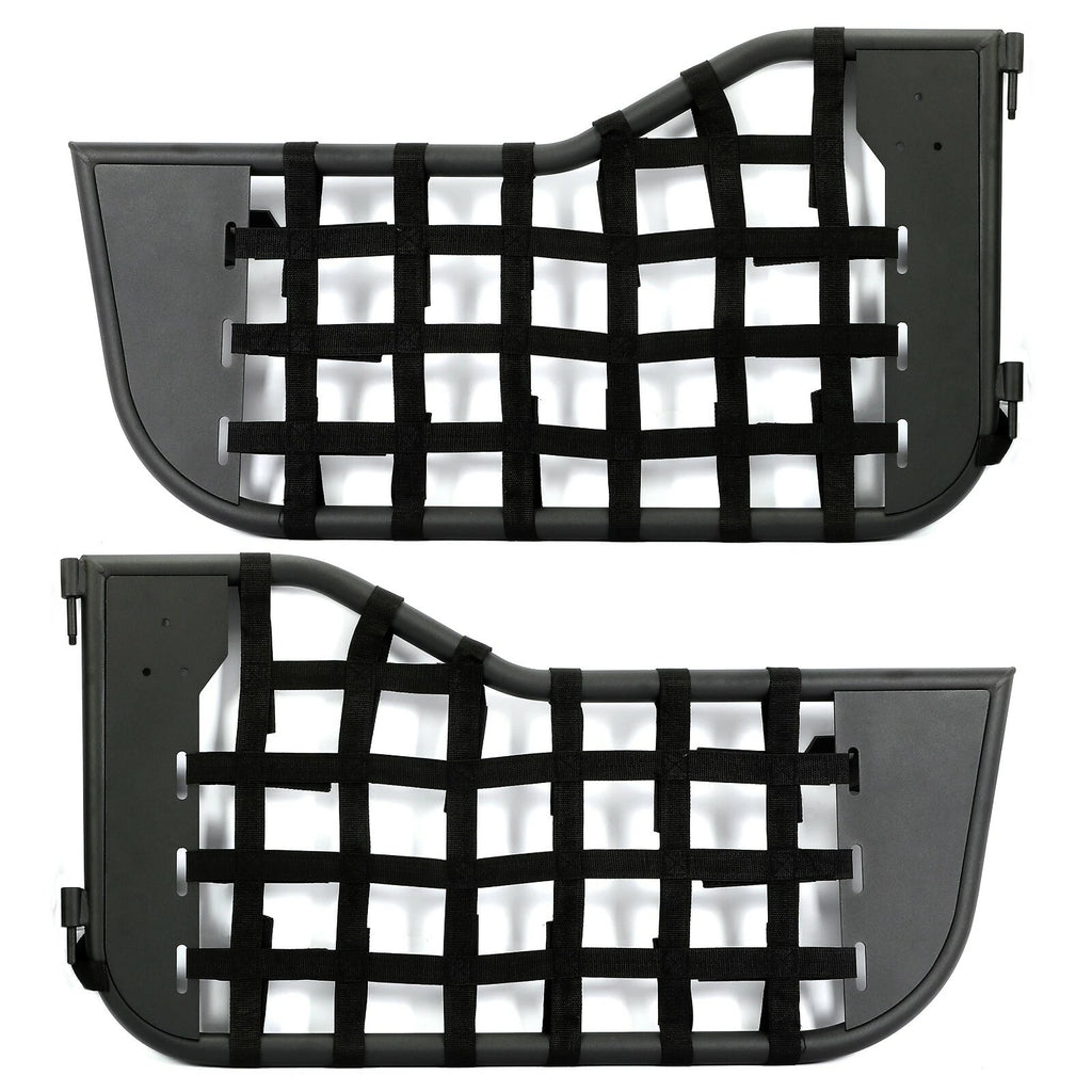 Set of 2 Black Tubular Trail Doors with Side Mirrors for Jeep CJ7/YJ (1976–1995)