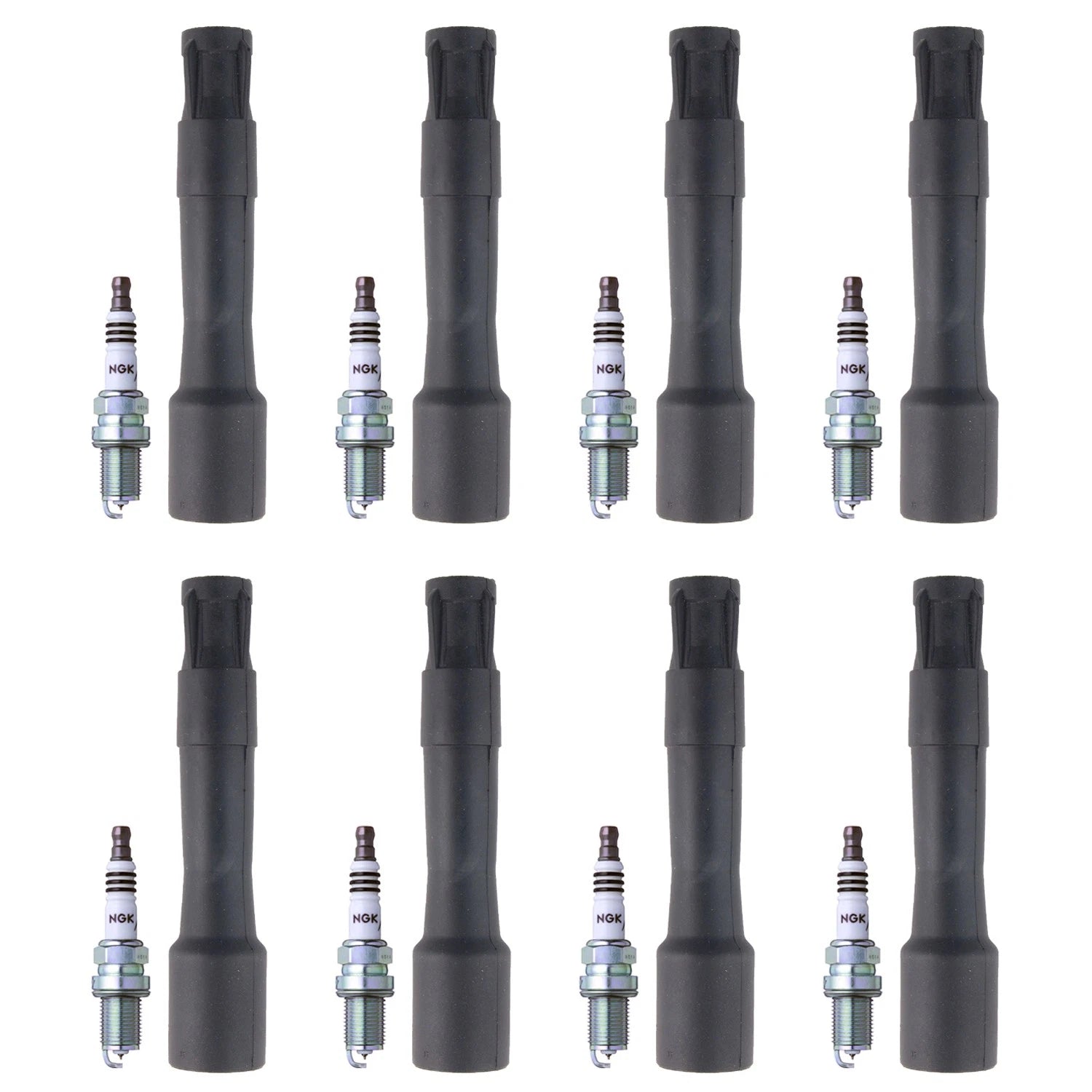 Set of 8 NGK Iridium IX Spark Plugs & Coil Boots for BMW E39 540i E38 740i E53 X5 V8