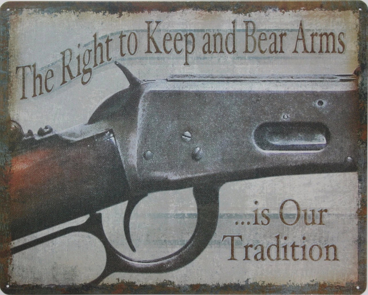 Tin Metal Sign Bear Arms is Our Tradition DTOM Gun Ammo